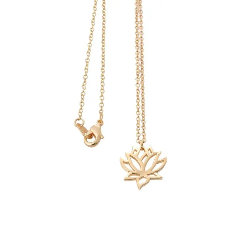 Silver Lotus Necklaces Pendants Long Chain Minimalist Flower Necklace Wedding Gifts N017 2