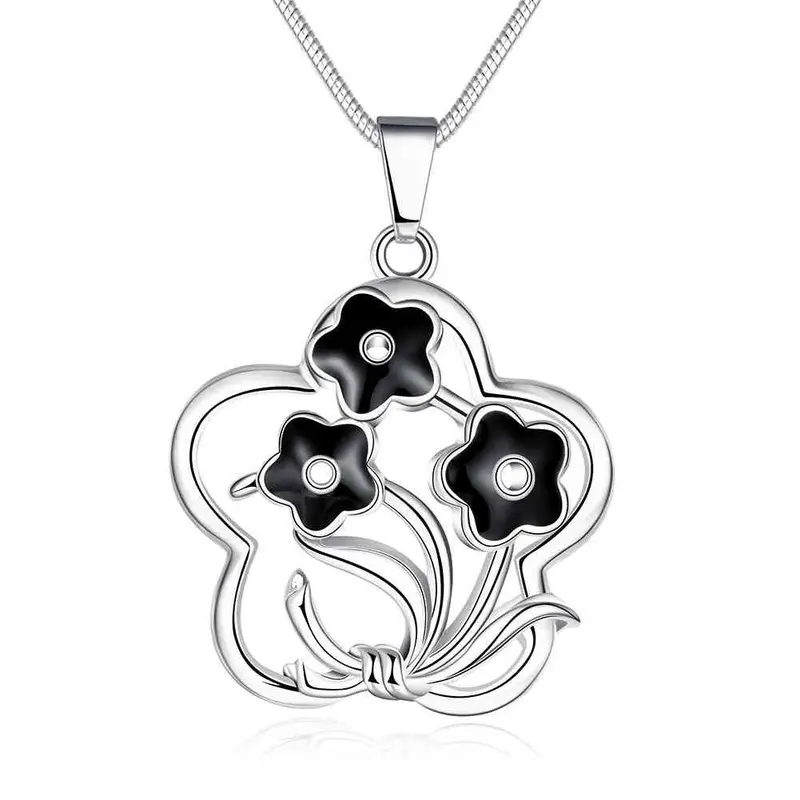 Silver Necklace Men Hollow Flower Collares Collier Plastron Femme176 1