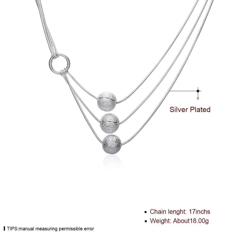 Silver Necklace Three Sand Bead Colar Bijouterie 187 2