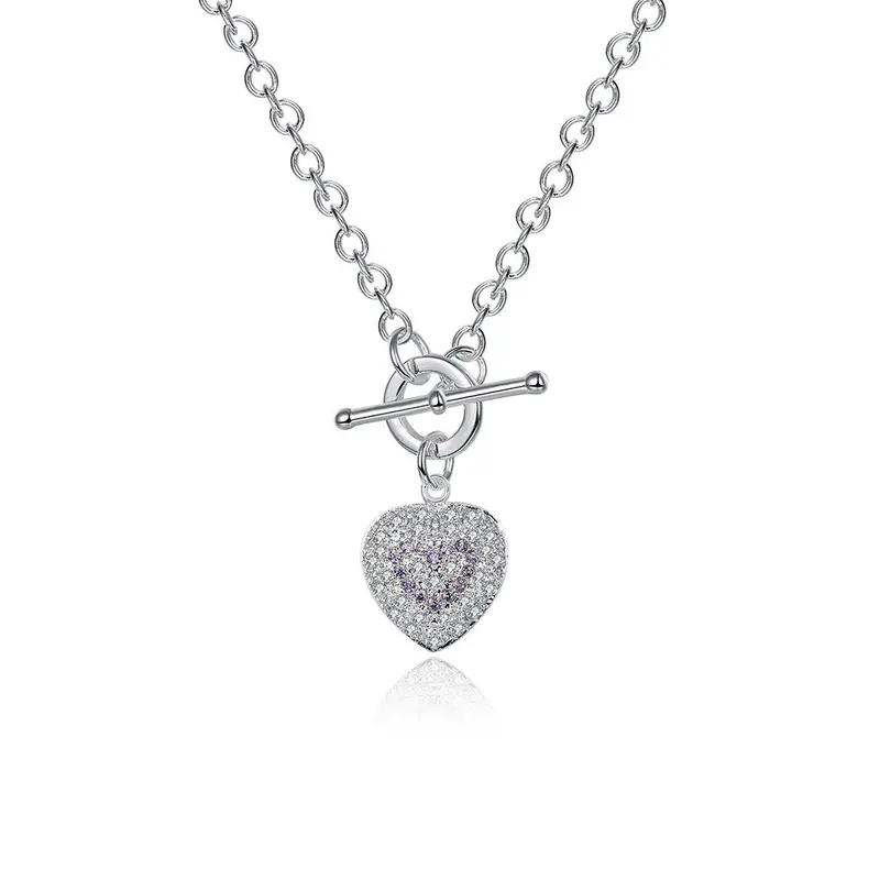 Silver Necklace Women Purple Stone Heart Perfume Women Jewellery2 4 1
