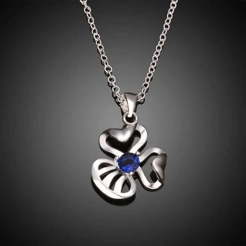 Silver Necklaces Clover Flowers Colares Bijoux Women Fspn  1 1