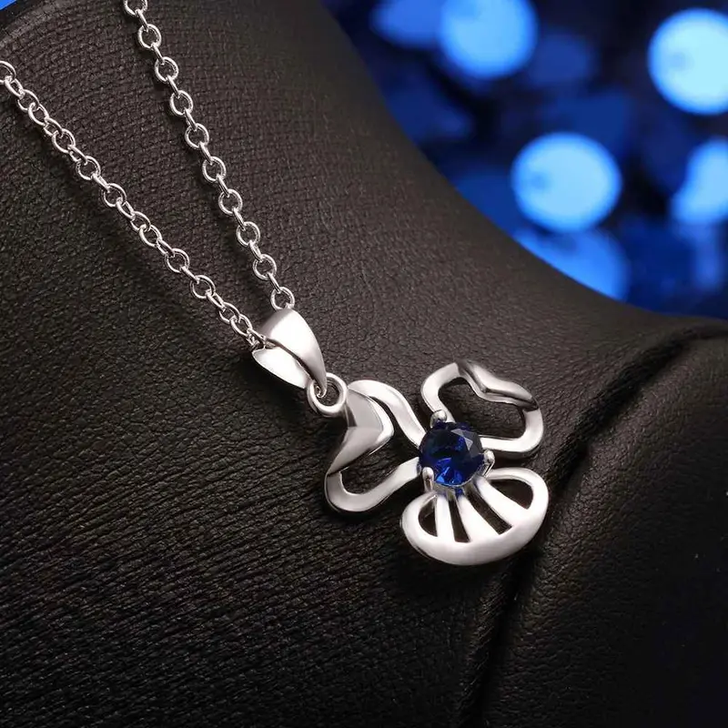 Silver Necklaces Clover Flowers Colares Bijoux Women Fspn 1 2