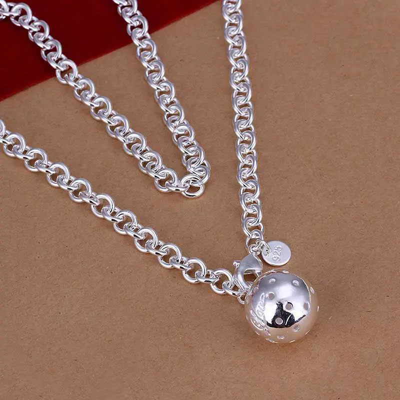 Silver Necklaces & Pendants Ball Pendant Maxi Colar Jewerly Accessories358 2