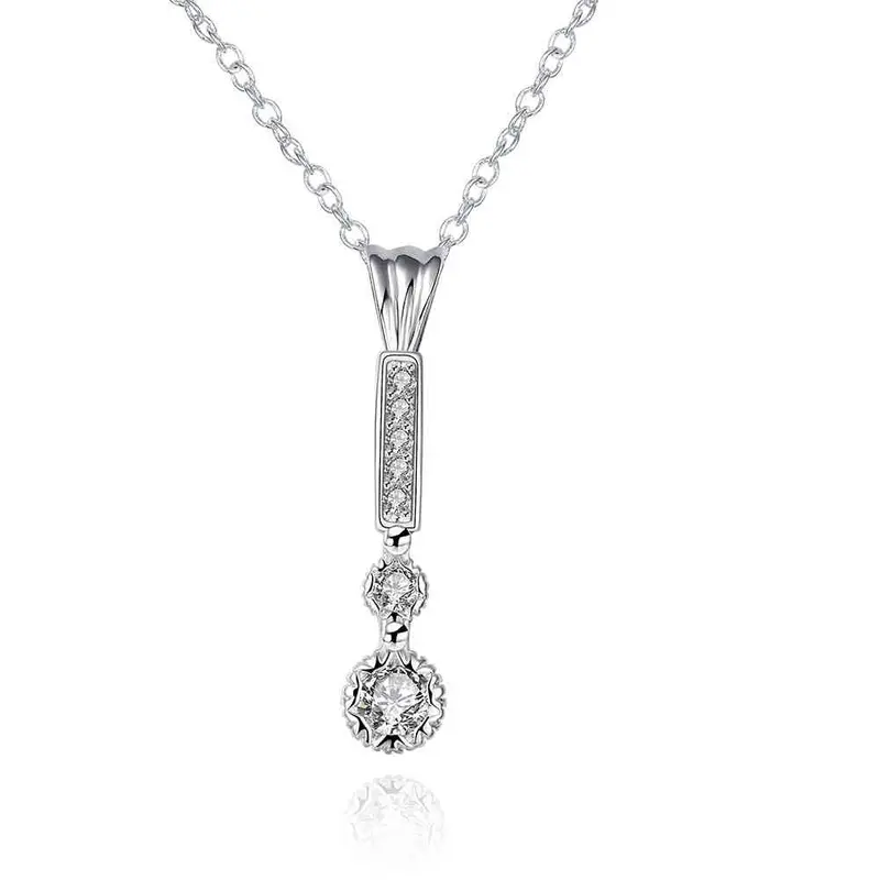 Silver Necklaces & Pendants Long Fall Crystal Maxi Colar Bijoux Women 826 1