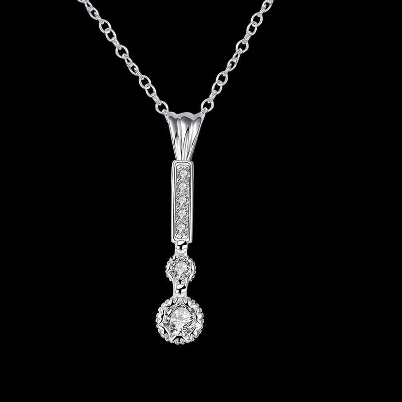 Silver Necklaces & Pendants Long Fall Crystal Maxi Colar Bijoux Women 826 2