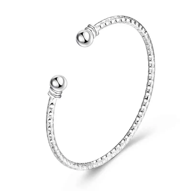 Silver Opening Men Bracelet Hand Madeball Smtb234 1