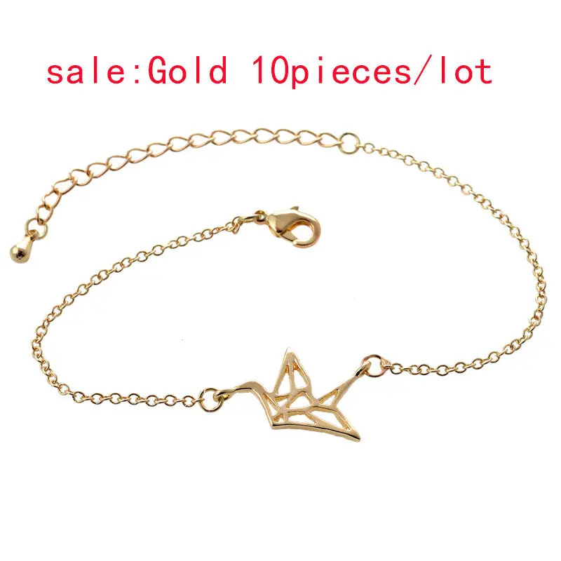Silver Origami Crane Bracelet Bangle Bird Bracelets Girl Gift 10Pcs30pcs-B021 1