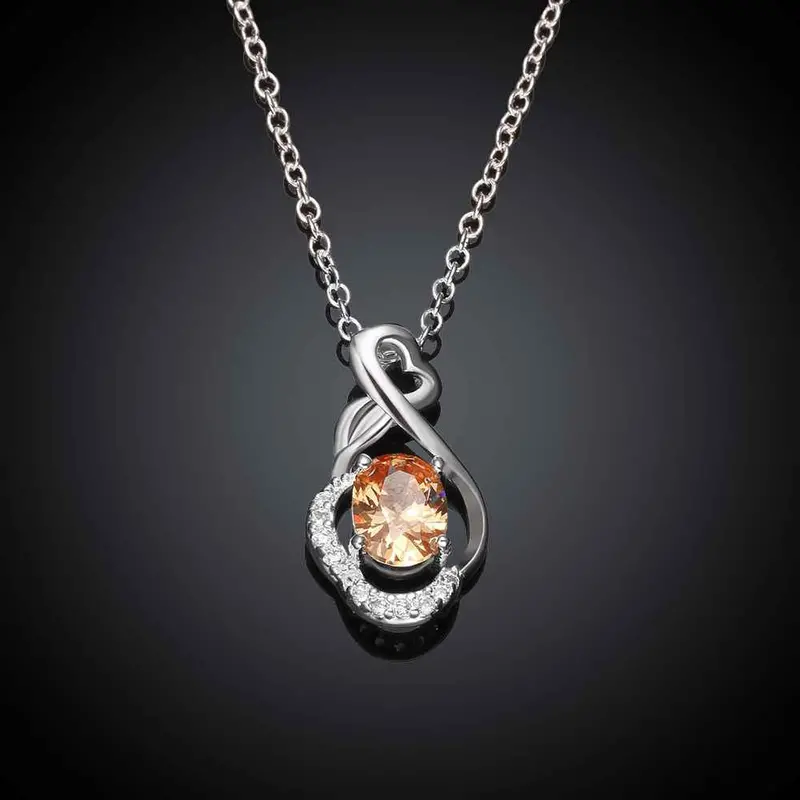 Silver Pendant Insets Peach Collares Charms Fspn 1 1