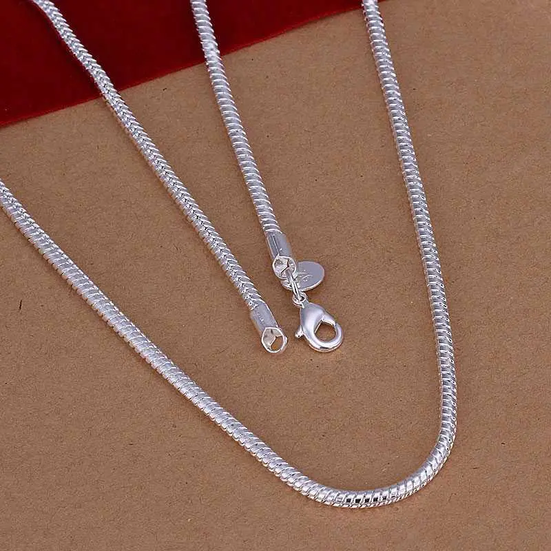 Silver Pendant Necklace 3M 16 18 2 22 24'' Snake Chain Collane S In Euros 192 2