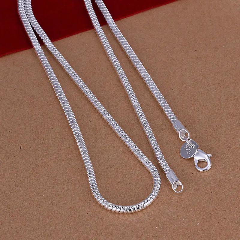 Silver Pendant Necklace 3M 16 18 2 22 24'' Snake Chain Collane S In Euros 192 3