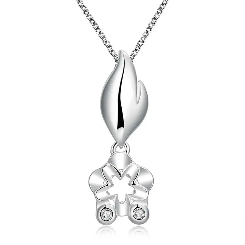 Silver Pendant Necklace Flower Shaped Insets Tenis Masculino Jewelry European Style 7 7 1