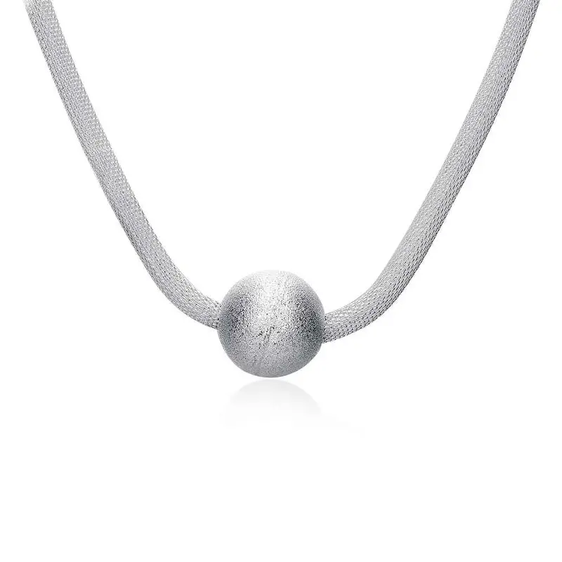 Silver Pendant Sand Net Maxi Necklace Bone 182 1