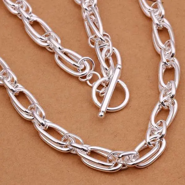 Silver Pendants Shmripe Lock Thick Collar Men Jewelry135 4