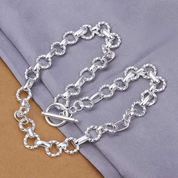 Silver Pendants Shmripe Lock Thick Collar Men Jewelry135 5