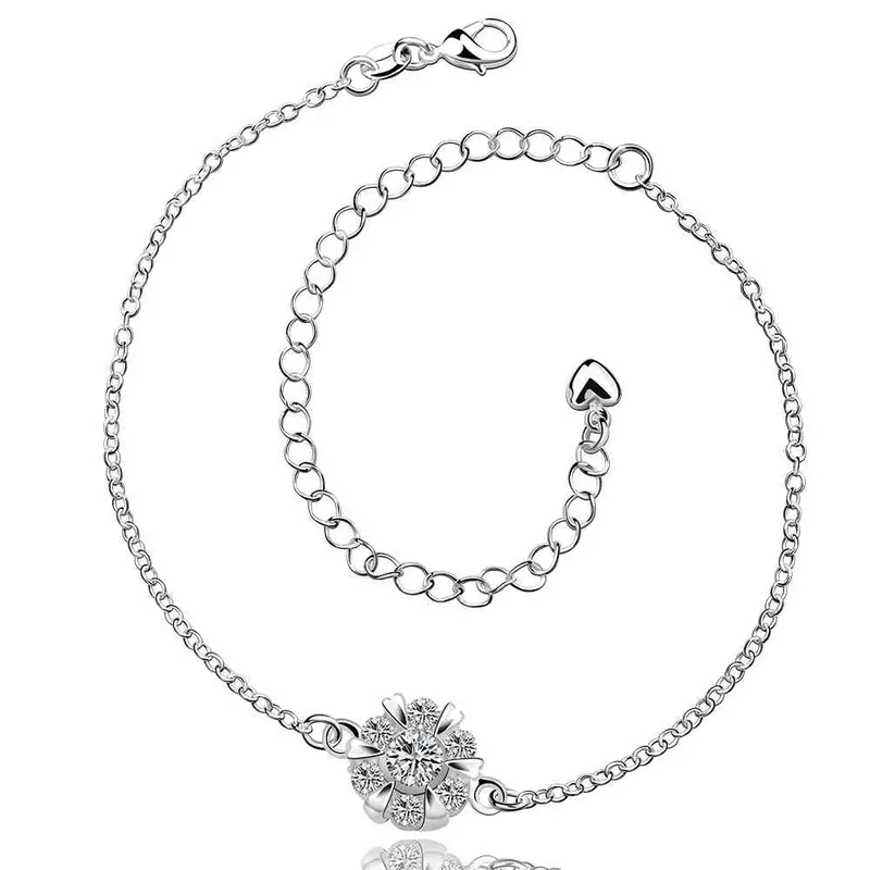 Silver Plated Anklet Clo Zuan Foot Chain Bijoux Smta 32 1