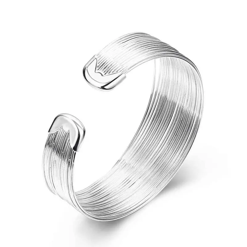 Silver Plated Bangles Multi-Line Women Pulseras Elegant Smtb 23 1