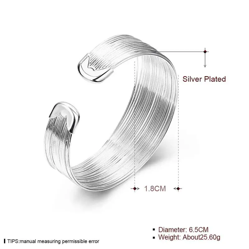 Silver Plated Bangles Multi-Line Women Pulseras Elegant Smtb 23 2
