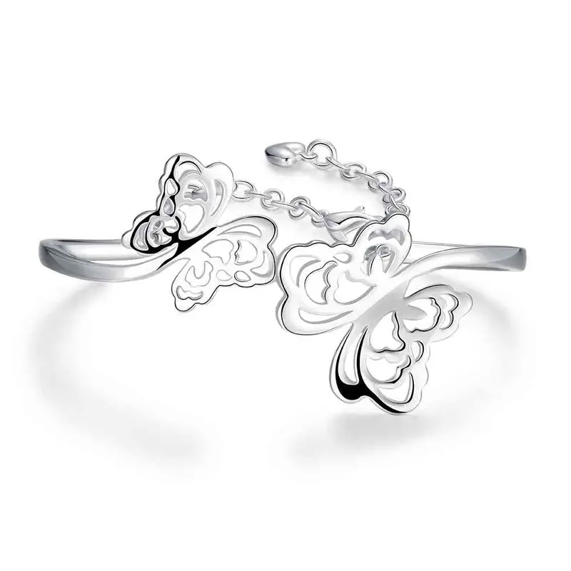 Silver Plated Bangles Size Butterfly Women Wedding Bracelet Hbb 34 1