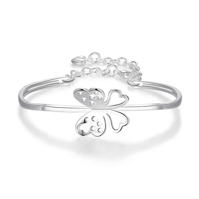 Silver Plated Bangles Size Butterfly Women Wedding Bracelet Hbb 34 3