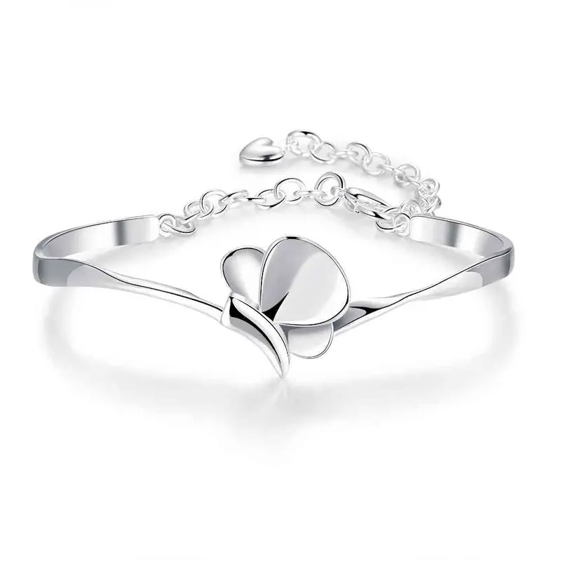 Silver Plated Bangles Size Butterfly Women Wedding Bracelet Hbb 34 4