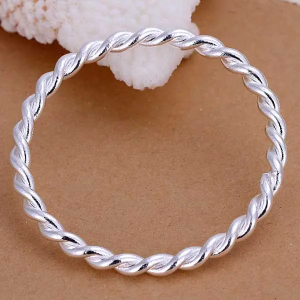 Silver Plated Bangles Twisted Circle Women Pulseras Wedding Decoration Hbb 27 5