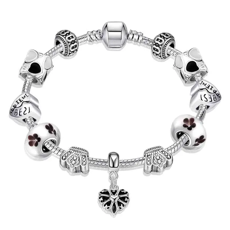 Silver Plated Bracelet Men Heart Ball Fall Pulseira Margarida Pfdh 34 1