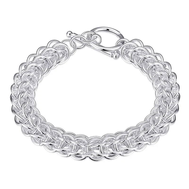 Silver Plated Bracelet Twisted Rough Circle Anchor Collier Plastron Hbh 26 1