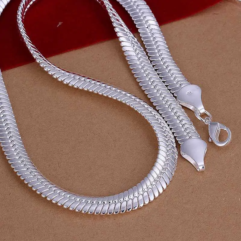 Silver Plated Chain 1 M Flat Snake Necklaces Pendants Men Jewelry 2 9 2
