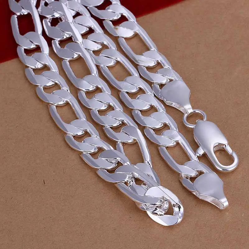 Silver Plated Chain 12M Three Jane Necklaces Pendants Men Jewelry 196 2