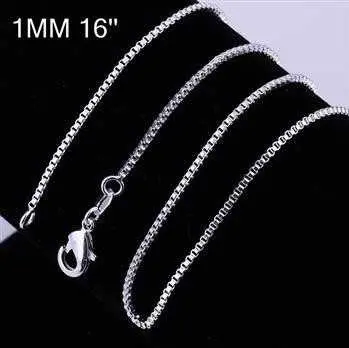 Silver Plated Chain 2M 16-24Inch Box Joias   4 1