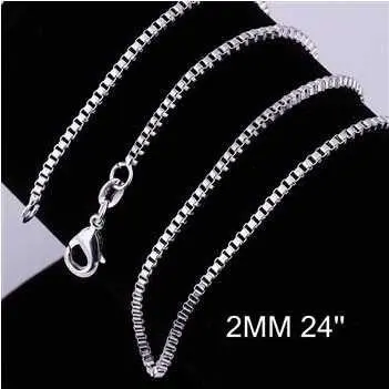 Silver Plated Chain 2M 16-24Inch Box Joias 4 10