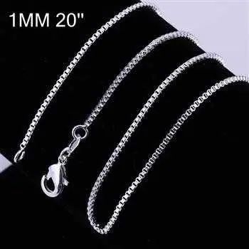 Silver Plated Chain 2M 16-24Inch Box Joias 4 3