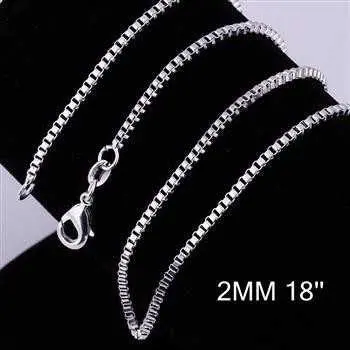 Silver Plated Chain 2M 16-24Inch Box Joias 4 7