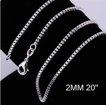 Silver Plated Chain 2M 16-24Inch Box Joias 4 8