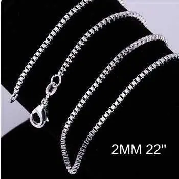 Silver Plated Chain 2M 16-24Inch Box Joias 4 9
