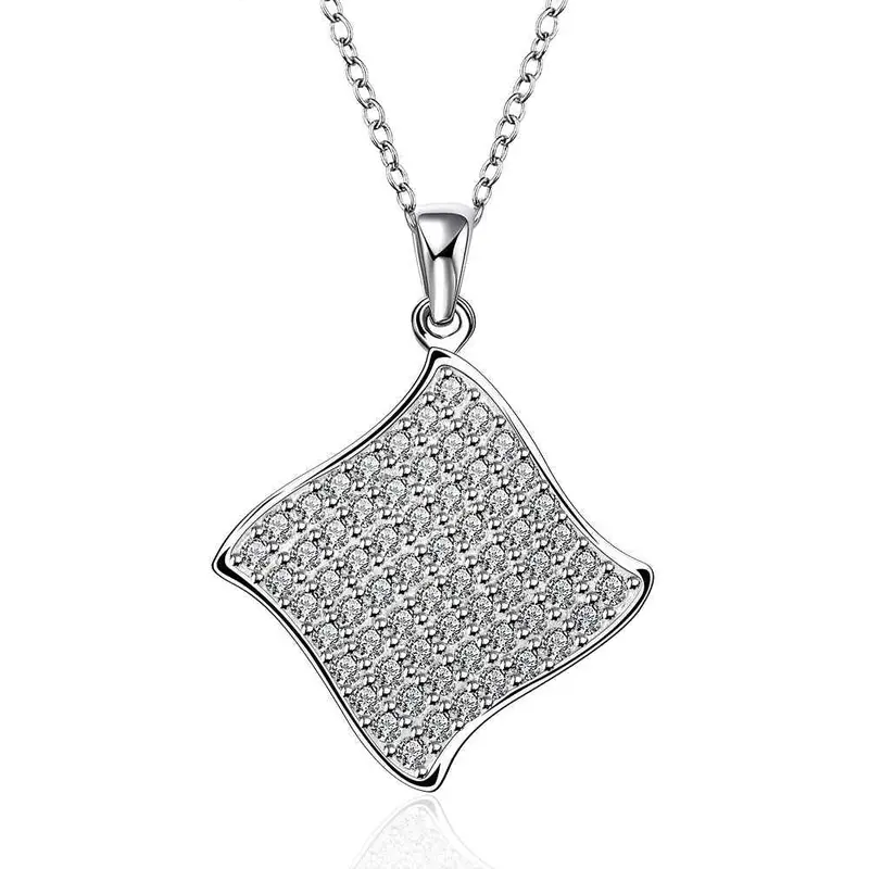 Silver Plated Chain A Square Necklaces Pendants Men Jewelry 671 1