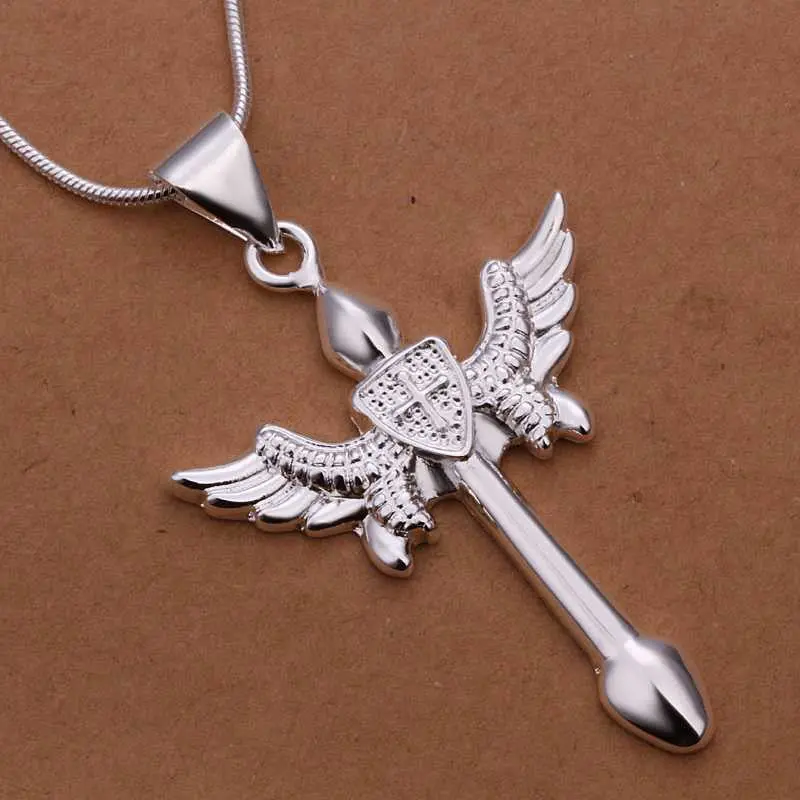 Silver Plated Chain Angle Cross Necklaces Pendants Men Jewelry 289 1