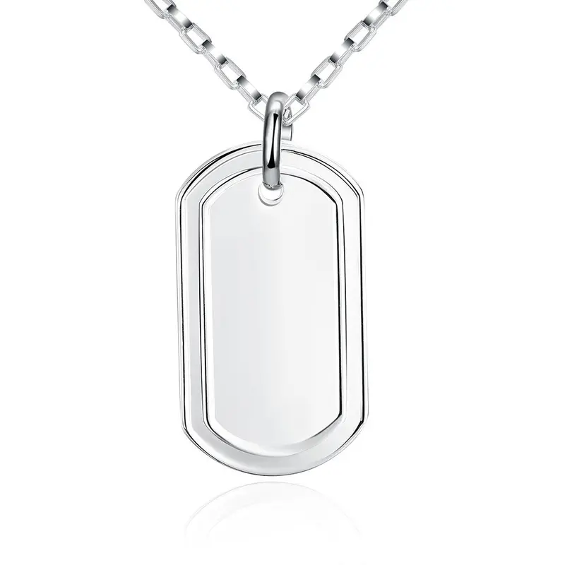 Silver Plated Chain Big Nameplate Pendant Necklaces Pendants Men Jewelry 273 1