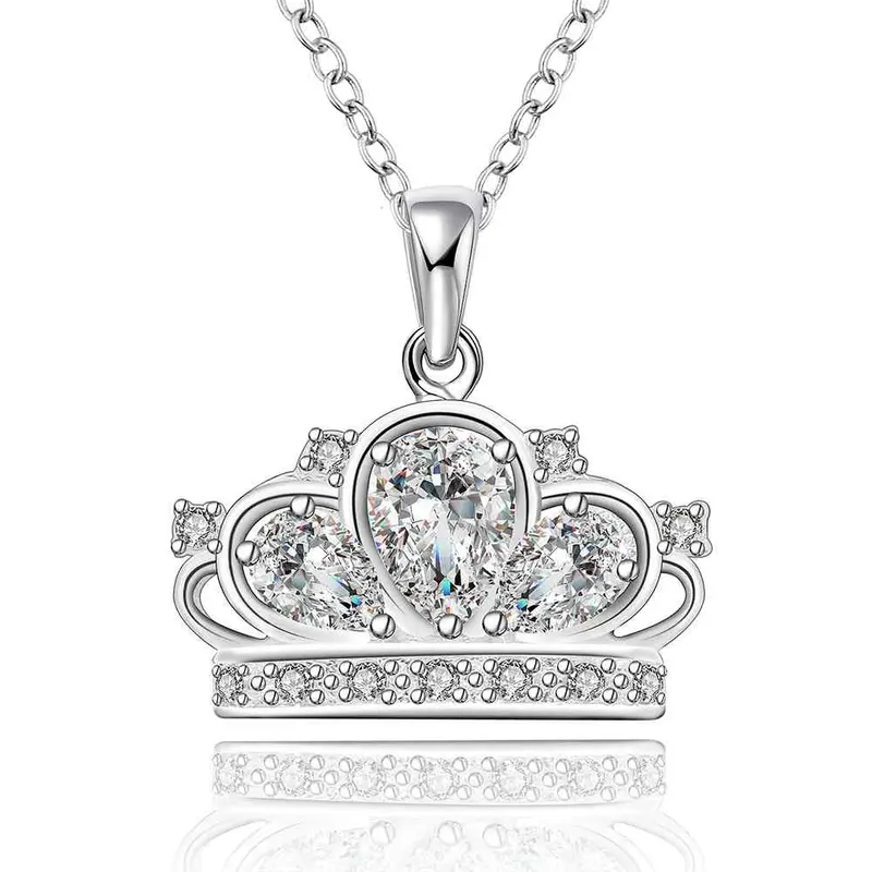 Silver Plated Chain Big Shine Crown Necklaces Pendants Men Jewelry 579 1