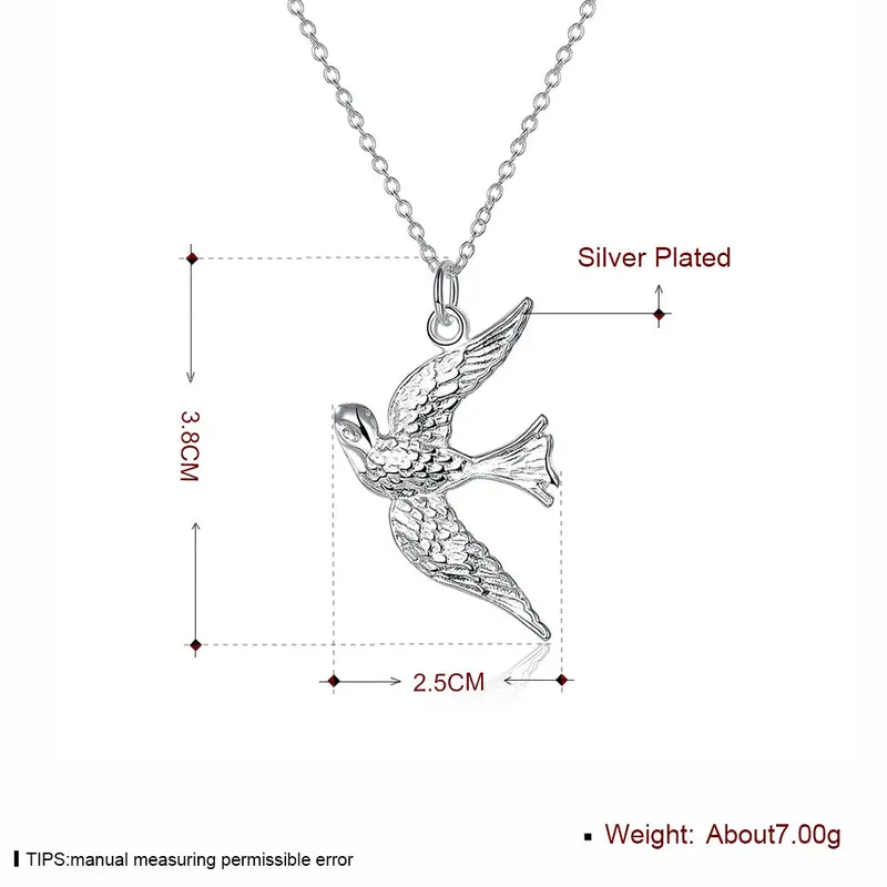 Silver Plated Chain Birds Pendant Necklaces Pendants Men Jewelry 151 2