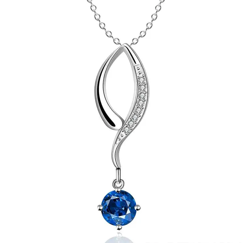 Silver Plated Chain Blue Stone Frip Necklaces Pendants Men Jewelry 682 1