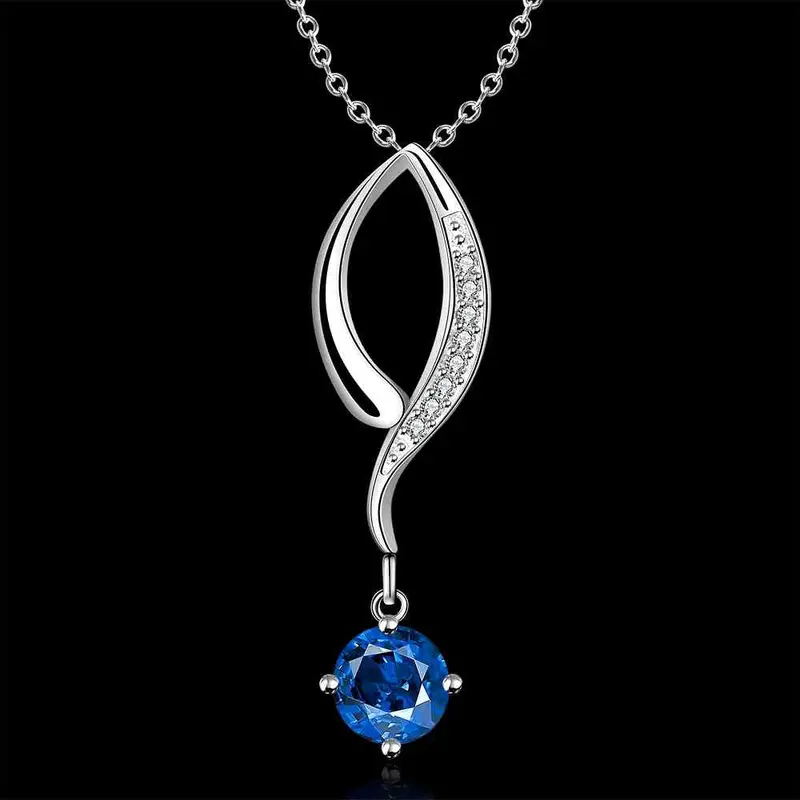Silver Plated Chain Blue Stone Frip Necklaces Pendants Men Jewelry 682 2