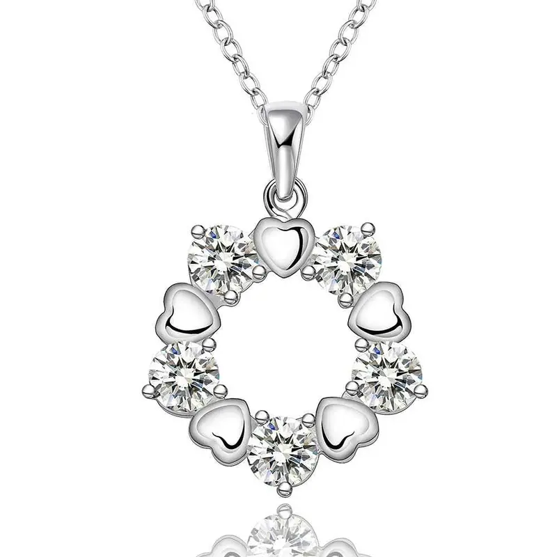 Silver Plated Chain Circle Flower Necklaces Pendants Men Jewelry 566 1