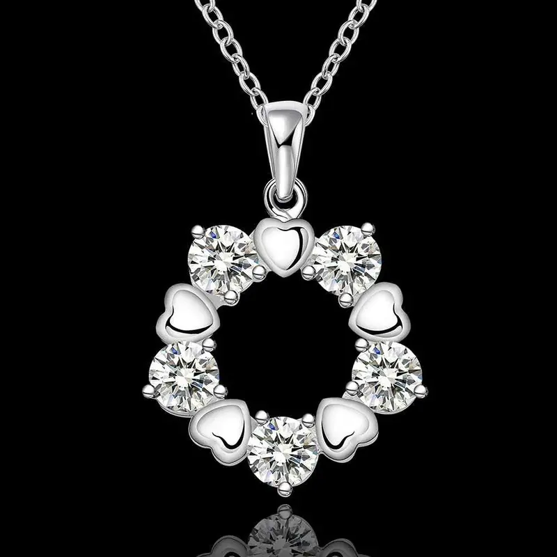 Silver Plated Chain Circle Flower Necklaces Pendants Men Jewelry 566 2