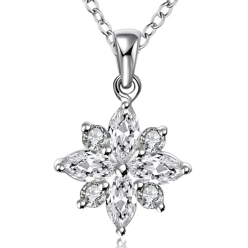 Silver Plated Chain Cral Eight Petals Necklaces Pendants Men Jewelry 581 1