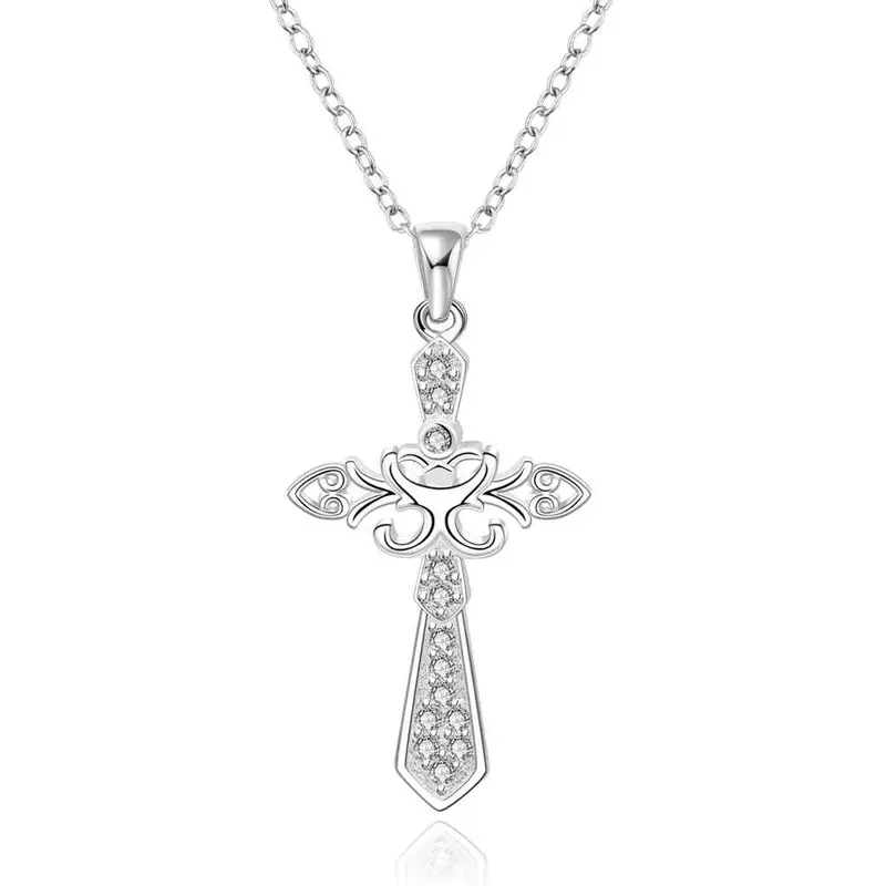 Silver Plated Chain Cross 2 Way Necklaces Pendants Men Jewelry 565 1