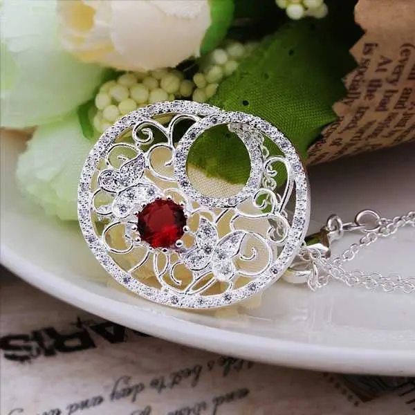 Silver Plated Chain Crystal Butterfly Circle Necklaces Pendants Men Jewelry 454 1