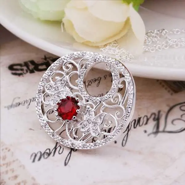 Silver Plated Chain Crystal Butterfly Circle Necklaces Pendants Men Jewelry 454 2