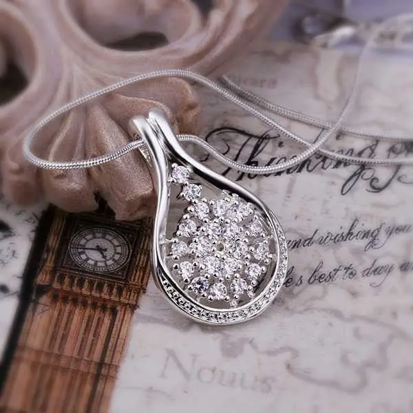 Silver Plated Chain Crystal Flower Bottle Necklaces Pendants Men Jewelry 431 1