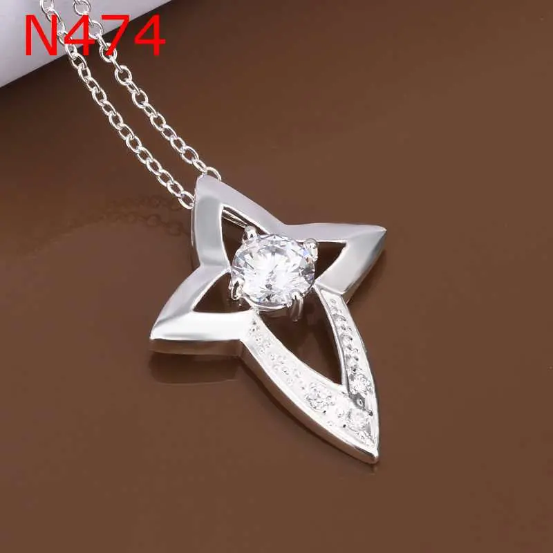 Silver Plated Chain Crystal Necklaces Pendants Men Jewelry 474 1